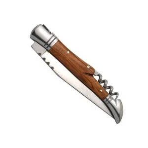 Couteau Pliant Traditionnel avec Tire-Bouchon et Manche en Bois d'Olivier