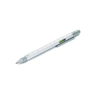 Troika construction - Stylo argenté multifonction 