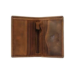 Portefeuille Compact en Cuir Tan Visconti Arrow Hunter
