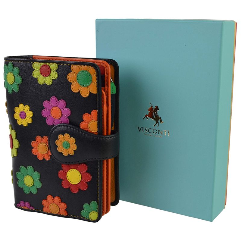 Desigual Alpha' Portefeuille S Dos A Dos Broderies Fleurs Carmin